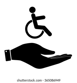 Disabled in hand icon, care symbol vector illustration. Flat design style