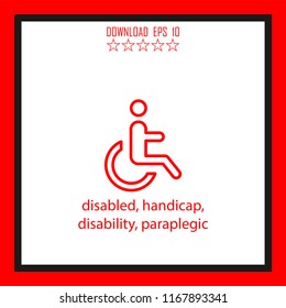 disabled, handicap, disability, paraplegic  vector icon