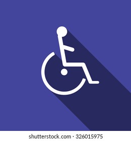 Disabled handicap flat icon with long shadow. Vector Illustration