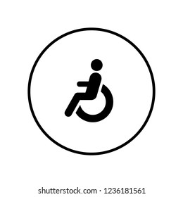 Disabled handicap icon in black circle. Vector Illustration