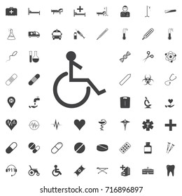 Disabled Handicap Icon black icon on the white background medicine, medical set Flat vector illustration.