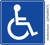 disabled handicap icon blue square background