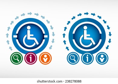 Disabled Handicap icon and creative design elements. Flat design concept. 