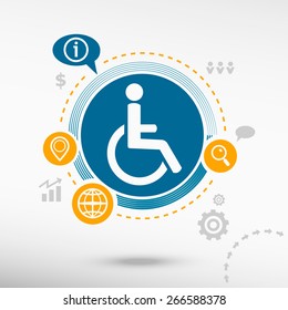 Disabled Handicap icon and creative design elements. Flat design concept