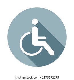 Disabled Handicap icon in Flat long shadow style. One of web collection icon can be used for UI, UX