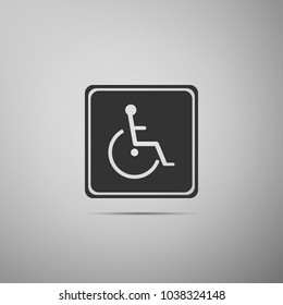 Disabled handicap icon isolated on grey background. Wheelchair handicap sign. Flat design. Vector Illustration