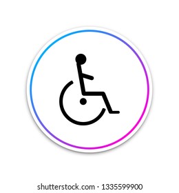 Disabled handicap icon isolated on white background. Wheelchair handicap sign. Circle white button. Vector Illustration