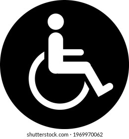 Disabled Handicap Icon in rounded black color