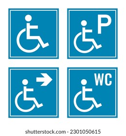 disabled handicap icon set, man in a wheelchair