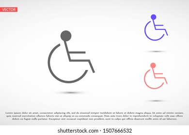 Disabled Handicap Icon sign isolated. Vector illustration. Disabled vector icon in modern design style for web site and mobile app. Handicap Icon in trendy flat style isolated on grey background