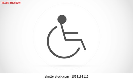 Disabled Handicap Icon sign isolated. Vector illustration. Disabled vector icon in modern design style for web site and mobile app. Handicap Icon in trendy flat style isolated on grey background