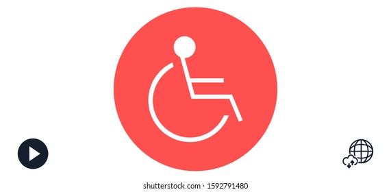 Disabled Handicap Icon sign isolated. Vector illustration. Disabled vector icon in modern design style for web site and mobile app. 