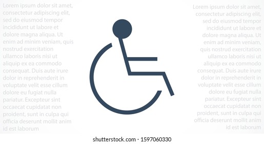 Disabled Handicap Icon sign isolated. Vector illustration. Disabled vector icon in modern design style for web site and mobile app. Handicap Icon in trendy flat style isolated on grey background