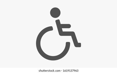 Disabled Handicap Icon sign isolated. Vector illustration. Disabled vector icon in modern design style for web site and mobile app. Handicap Icon in trendy flat style isolated on grey background