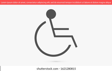 Disabled Handicap Icon sign isolated. Vector illustration. Disabled vector icon in modern design style for web site and mobile app. Handicap Icon in trendy flat style isolated on grey background