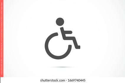 Disabled Handicap Icon sign isolated. Vector illustration. Disabled vector icon in modern design style for web site and mobile app. Handicap Icon in trendy flat style isolated on grey background