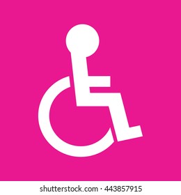 Disabled handicap icon vector illustration. Pink background