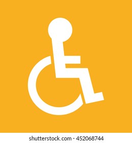 Disabled handicap icon vector illustration. Yellow background