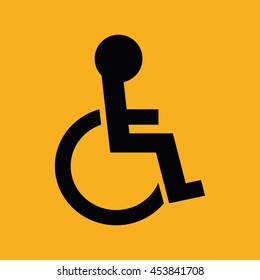 Disabled handicap icon vector illustration. Yellow background