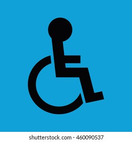 Disabled handicap icon vector illustration. Blue background