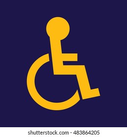 Disabled handicap icon vector illustration. Blue background