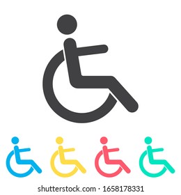 Disabled handicap multi color icon set. Simple glyph, flat vector of medical icons for ui and ux, website or mobile application