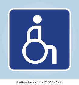 Disabled Handicap sign. Editable EPS 10 vector graphic illustration isolated on blue background