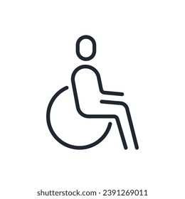 Disabled handicapped person editable stroke outline icon isolated on white background flat vector illustration. Pixel perfect. 64 x 64.