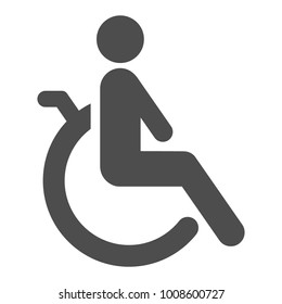 Disabled (handicapped) person seating on wheelchair. Vector icon.