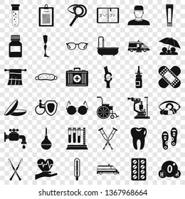 Disabled health icons set. Simple style of 36 disabled health vector icons for web for any design