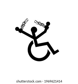 disabled human rights icon, weel chair icon vector