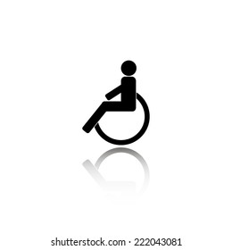 disabled icon - black vector illustration with reflection