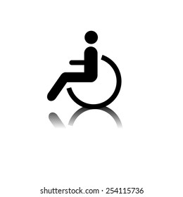 disabled icon - black vector illustration with reflection