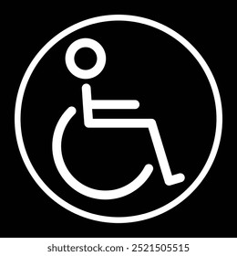 Icono de deshabilitado, blanco y negro, Ilustración vectorial 