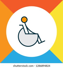 Disabled icon colored line symbol. Premium quality isolated handicapped element in trendy style.