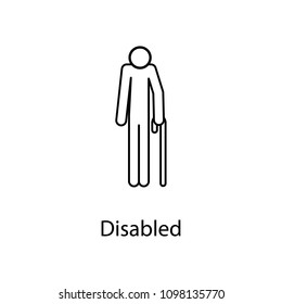 disabled icon. Element of medicine icon with name for mobile concept and web apps. Thin line disabled icon can be used for web and mobile. Premium icon