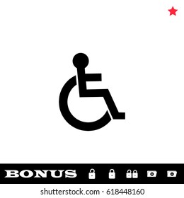 Disabled icon flat. Black pictogram on white background. Vector illustration symbol and bonus button open and closed lock, folder, star