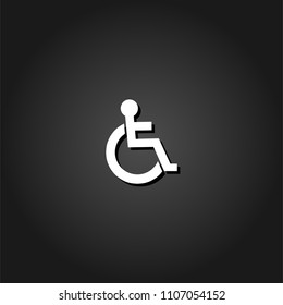 Disabled icon flat. Simple White pictogram on black background with shadow. Vector illustration symbol