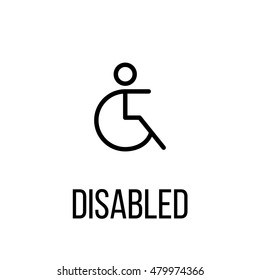 Disabled icon or logo in modern line style. High quality black outline pictogram for web site design and mobile apps. Vector illustration on a white background. 