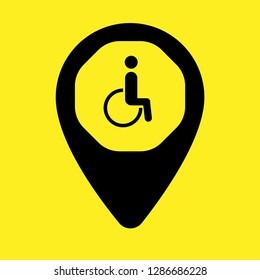 Disabled icon and map pin. logo concept. Designed for your web site design, logo, app, UI