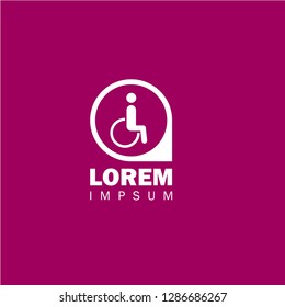 Disabled icon and map pin. logo concept. Designed for your web site design, logo, app, UI