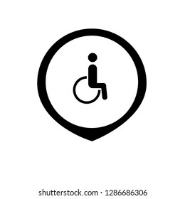 Disabled icon and map pin. logo concept. Designed for your web site design, logo, app, UI