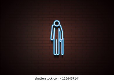 disabled icon in Neon style on dark brick wall background