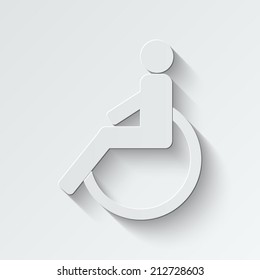 disabled icon - paper vector illustration with shadow on light background