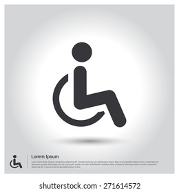Disabled icon, pictogram icon on gray background. Vector illustration for web site, mobile application. Simple flat metro design style. Outline Icon. Flat design style