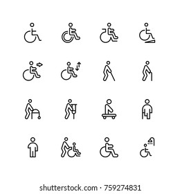 Disabled icon set. Collection of high quality black outline logo for web site design and mobile apps. Vector illustration on a white background.