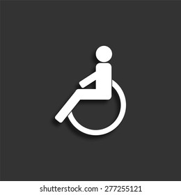 Disabled icon with shadow - vector illustration