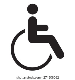 Disabled icon sign, black isolated on white background, vector illustration.