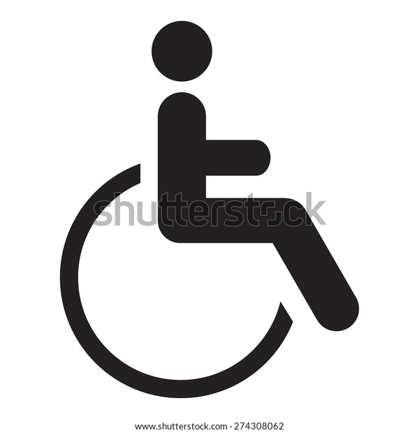 Disabled icon sign, black isolated on white\
background, vector\
illustration.
