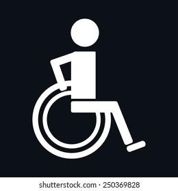 Disabled icon sign vector, isolated white on black